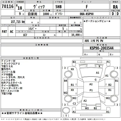 Toyota VITZ  с аукциона в Японии