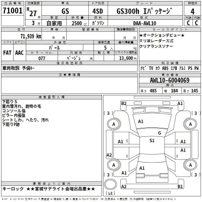 Lexus GS  с аукциона в Японии
