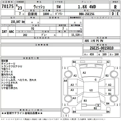 Toyota WISH  с аукциона в Японии