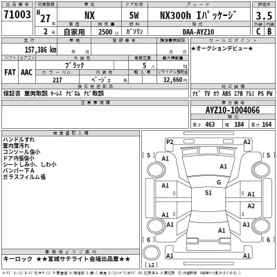 Lexus NX  с аукциона в Японии