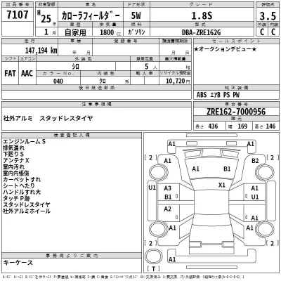 Toyota COROLLA FIELDER  с аукциона в Японии