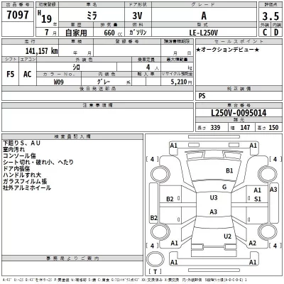 Daihatsu MIRA  с аукциона в Японии