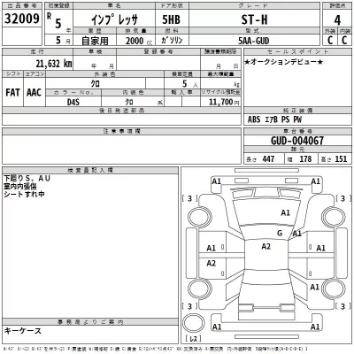 Subaru IMPREZA  с аукциона в Японии