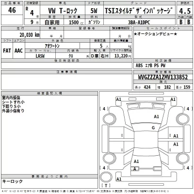Volkswagen T-ROC  с аукциона в Японии