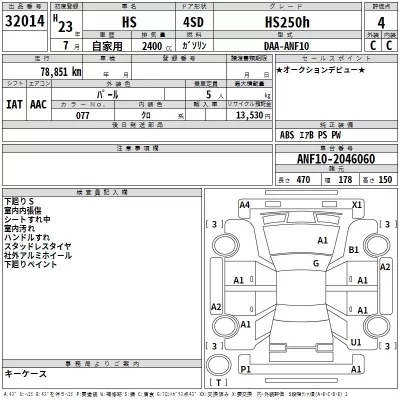 Lexus HS  с аукциона в Японии