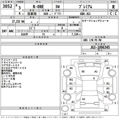 Honda N ONE  с аукциона в Японии