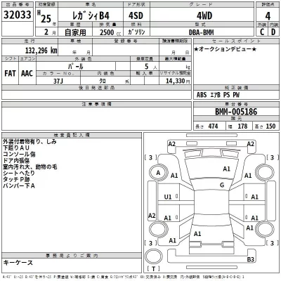 Subaru LEGACY B4  с аукциона в Японии