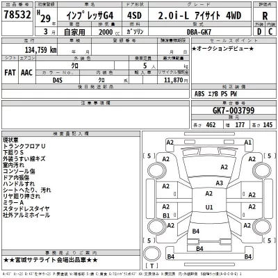 Subaru IMPREZA G4  с аукциона в Японии