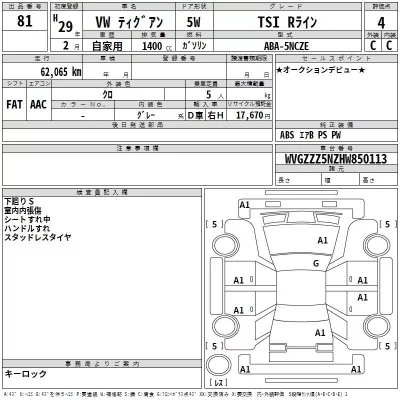 Volkswagen TIGUAN  с аукциона в Японии