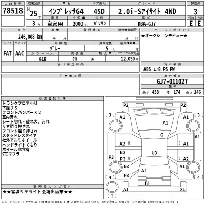 Subaru IMPREZA G4  с аукциона в Японии