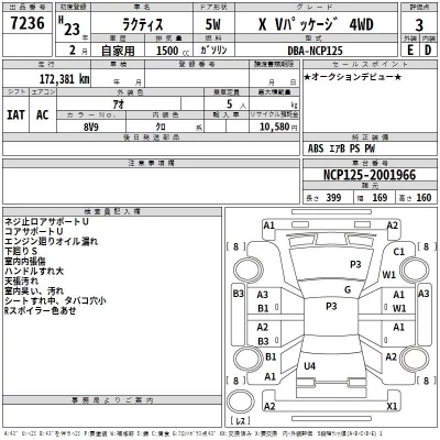 Toyota RACTIS  с аукциона в Японии