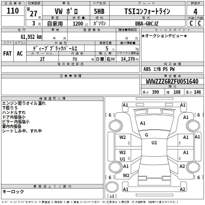 Volkswagen POLO  с аукциона в Японии