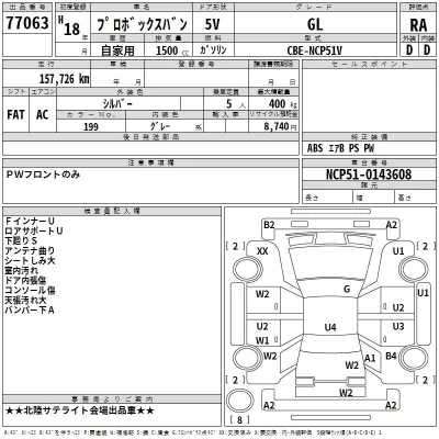 Toyota PROBOX  с аукциона в Японии