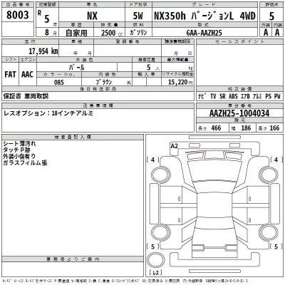 Lexus NX  с аукциона в Японии
