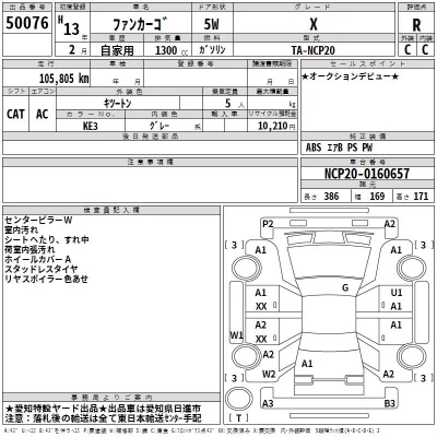 Toyota FUNCARGO  с аукциона в Японии