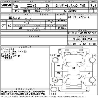 Toyota ESTIMA  с аукциона в Японии