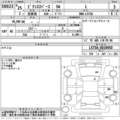 Toyota PIXIS SPACE  с аукциона в Японии