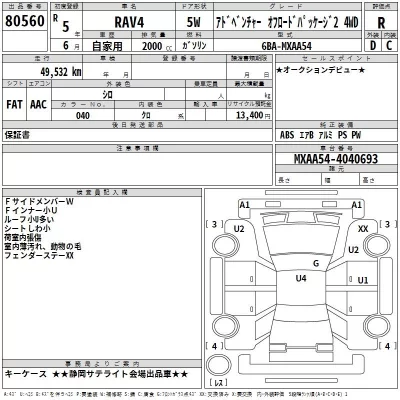 Toyota RAV4  с аукциона в Японии