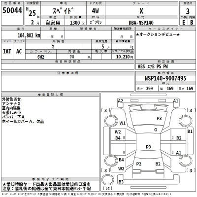 Toyota SPADE  с аукциона в Японии