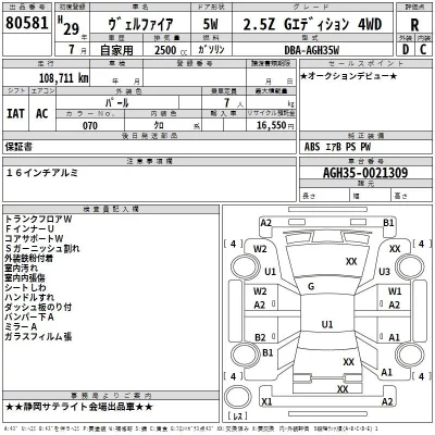 Toyota VELLFIRE  с аукциона в Японии