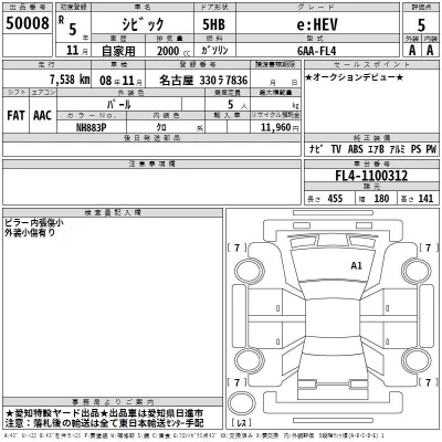 Honda CIVIC  с аукциона в Японии