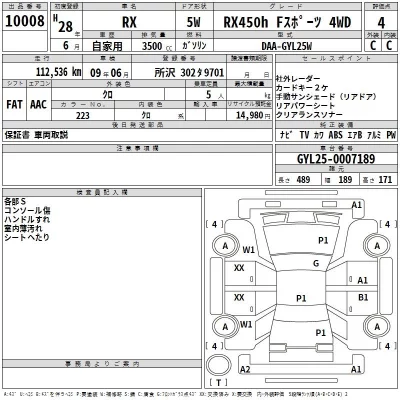 Lexus RX  с аукциона в Японии