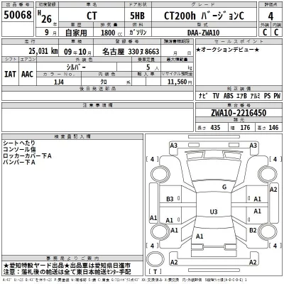 Lexus CT  с аукциона в Японии