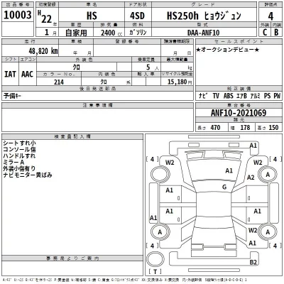 Lexus HS  с аукциона в Японии