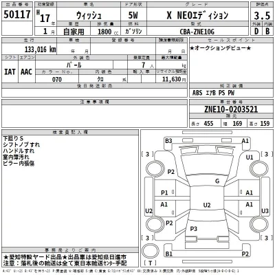 Toyota WISH  с аукциона в Японии