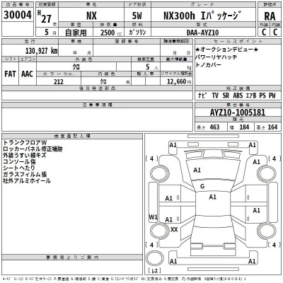 Lexus NX  с аукциона в Японии