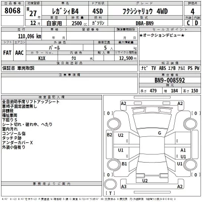 Subaru LEGACY B4  с аукциона в Японии