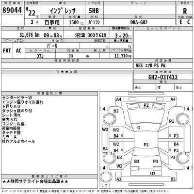 Subaru IMPREZA  с аукциона в Японии