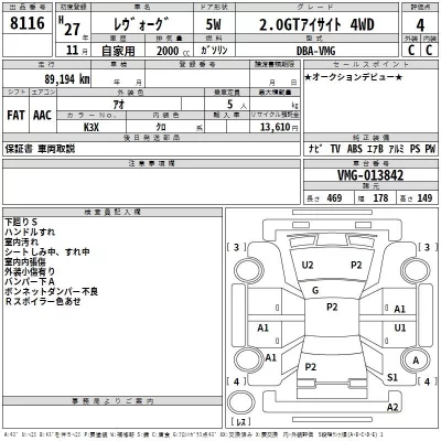Subaru LEVORG  с аукциона в Японии