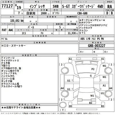 Subaru IMPREZA  с аукциона в Японии