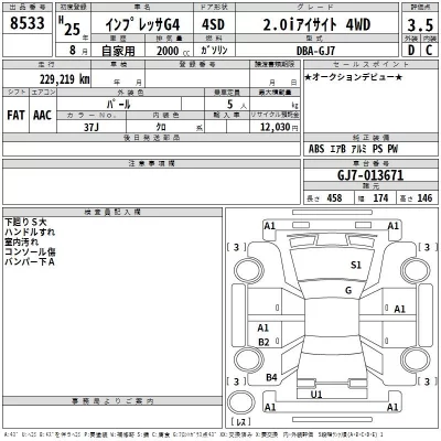 Subaru IMPREZA G4  с аукциона в Японии