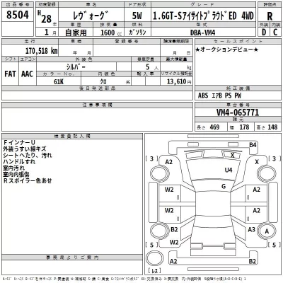 Subaru LEVORG  с аукциона в Японии