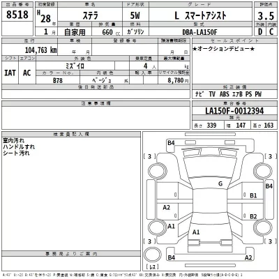 Subaru STELLA  с аукциона в Японии