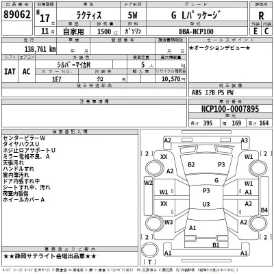 Toyota RACTIS  с аукциона в Японии