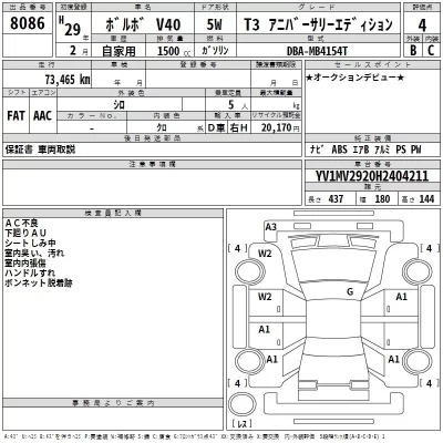 Volvo V40  с аукциона в Японии