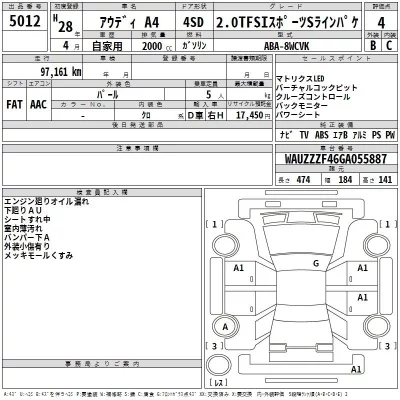 Audi A4  с аукциона в Японии