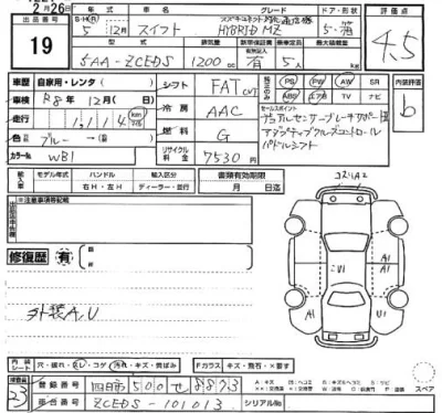 Suzuki SWIFT  с аукциона в Японии