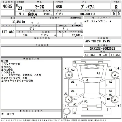Toyota MARK X  с аукциона в Японии