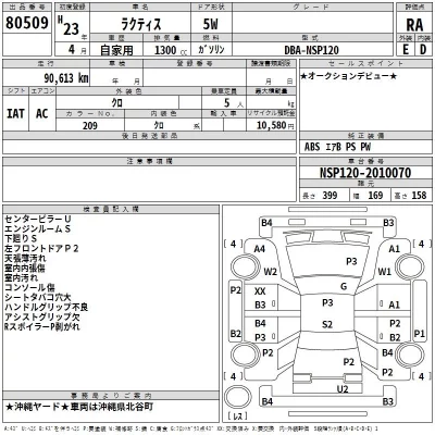 Toyota RACTIS  с аукциона в Японии