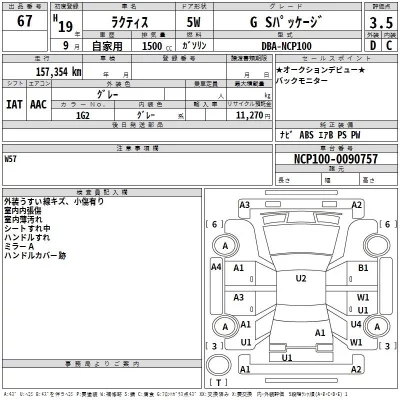 Toyota RACTIS  с аукциона в Японии