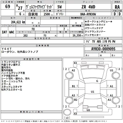 Toyota VELLFIRE  с аукциона в Японии