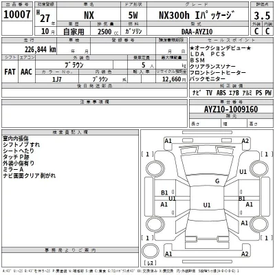 Lexus NX  с аукциона в Японии