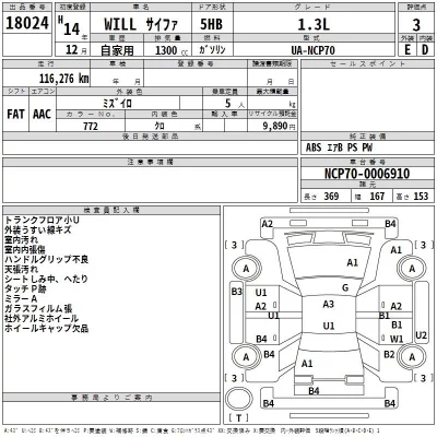 Toyota WILL  с аукциона в Японии