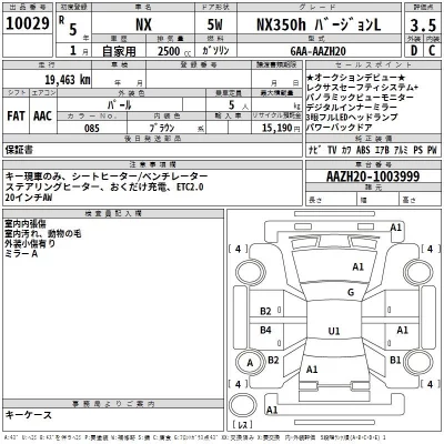 Lexus NX  с аукциона в Японии