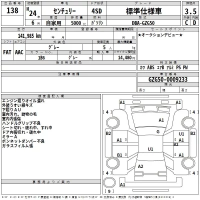 Toyota CENTURY  с аукциона в Японии