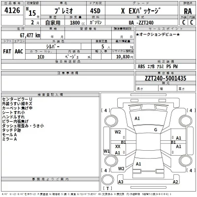 Toyota PREMIO  с аукциона в Японии